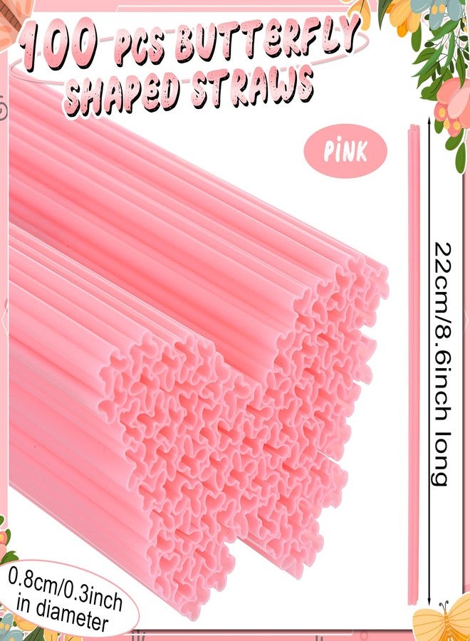 Potchen 100 Pcs Butterfly Shape Plastic Straws 9 Inch Disposable Drinking Cute Straws for Butterfly Spring Party Bachelorette Birthday Wedding Baby Shower Party Favor Supplies (Pink) - Image 3